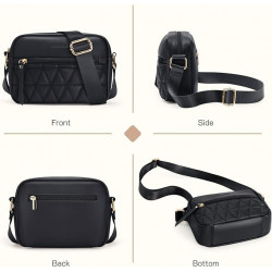 Missnine Small Crossbody Purse Women Quilted Crossbody Bags Soft Leather Shoulder Handbags with Adjustable Strap